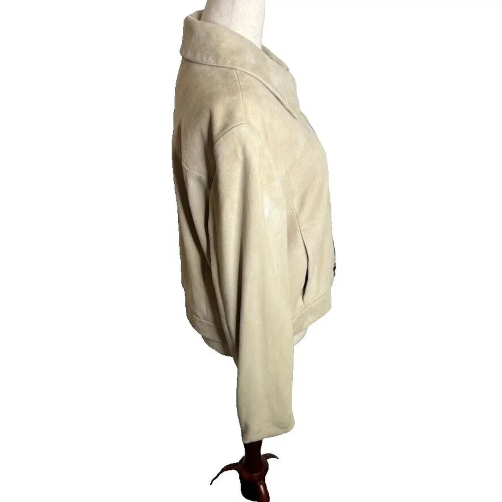 Madewell $498 Shrunken Zip-Front Jacket in Suede Light Sand Size 6 NO887 - Picture 6 of 11